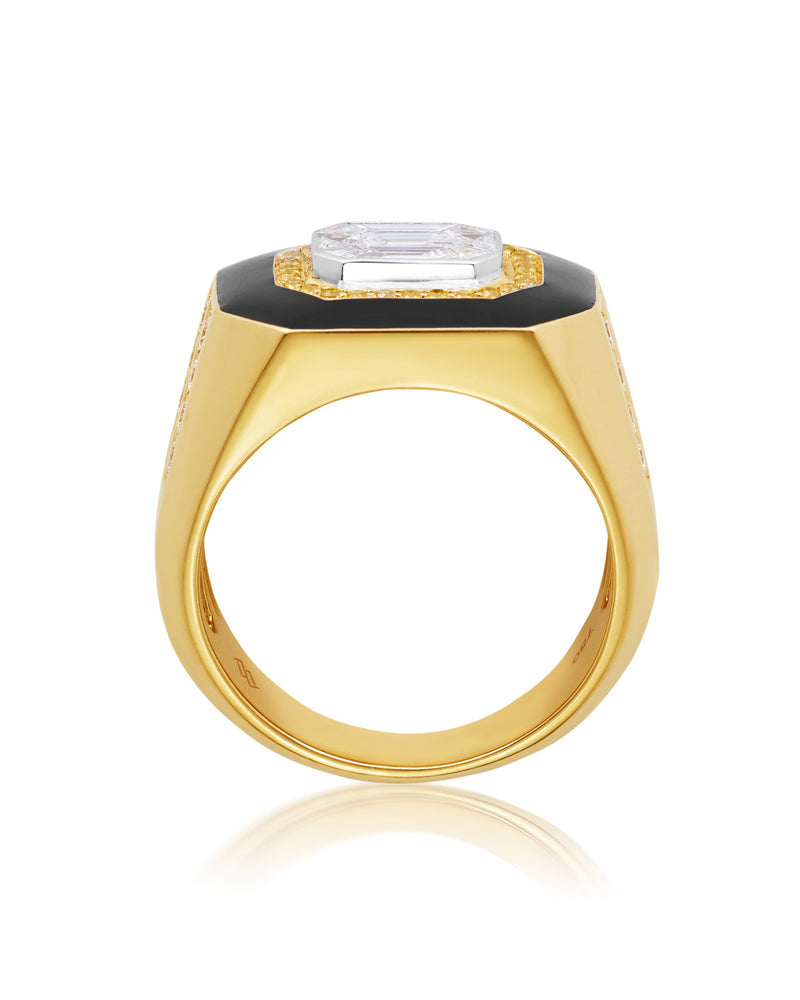 ‘Empire’ - Diamond, Yellow and White Gold and Black Enamel Ring
