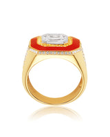 ‘Red’ - Yellow and White Diamond, Red Enamel Ring