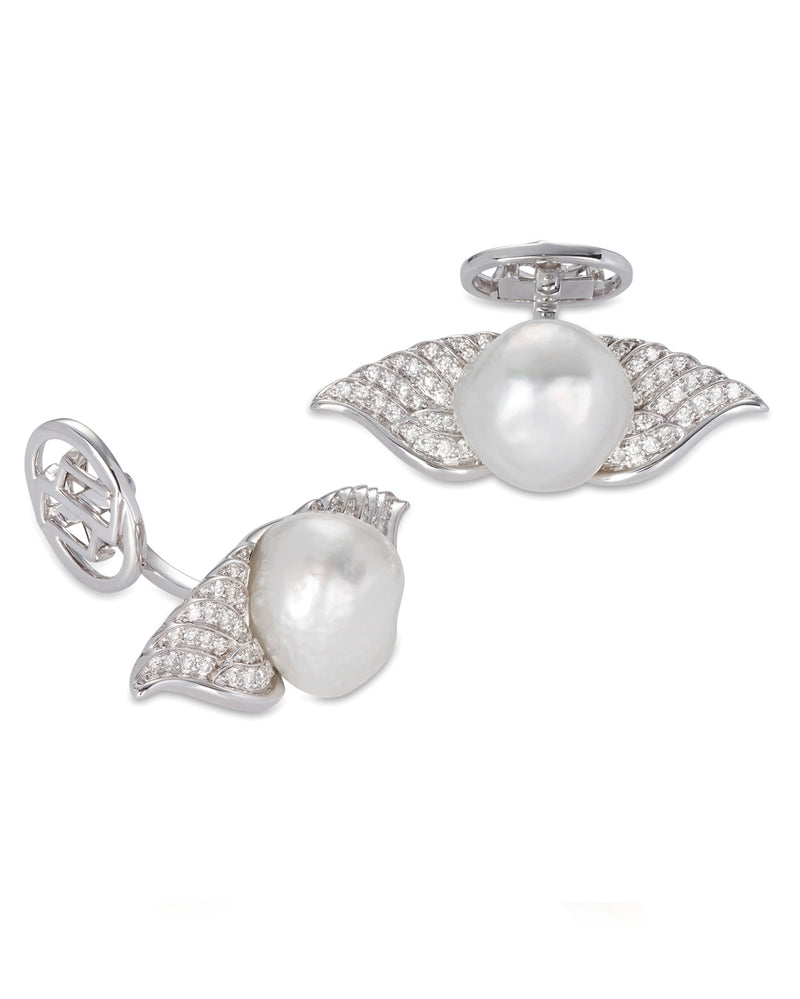 ‘Flight’ - South Sea Pearl and Diamond Cufflinks